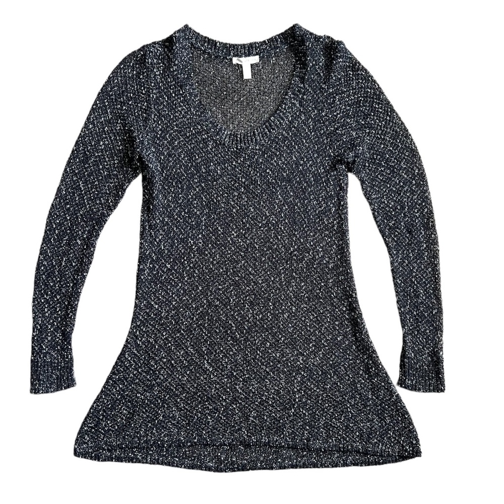 Eileen Fisher Black Speckle Open KNIT Sweater￼ Small Italian Yarn